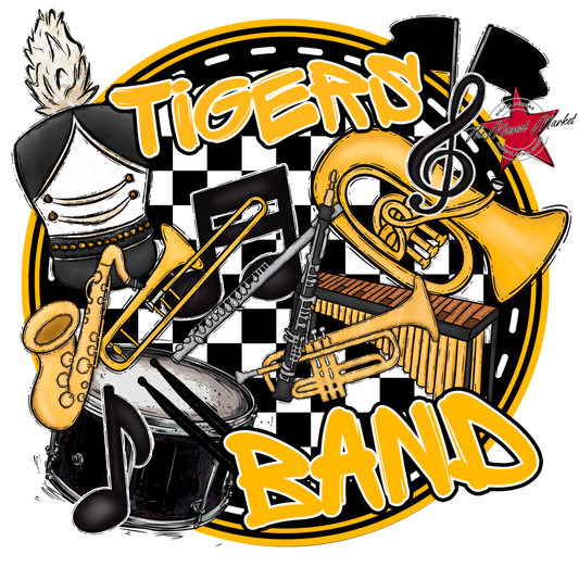 Tigers Circle Band Design-Yellow