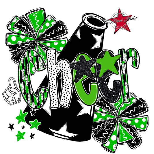 Cheer Megaphone Scrape Black-Bright Green
