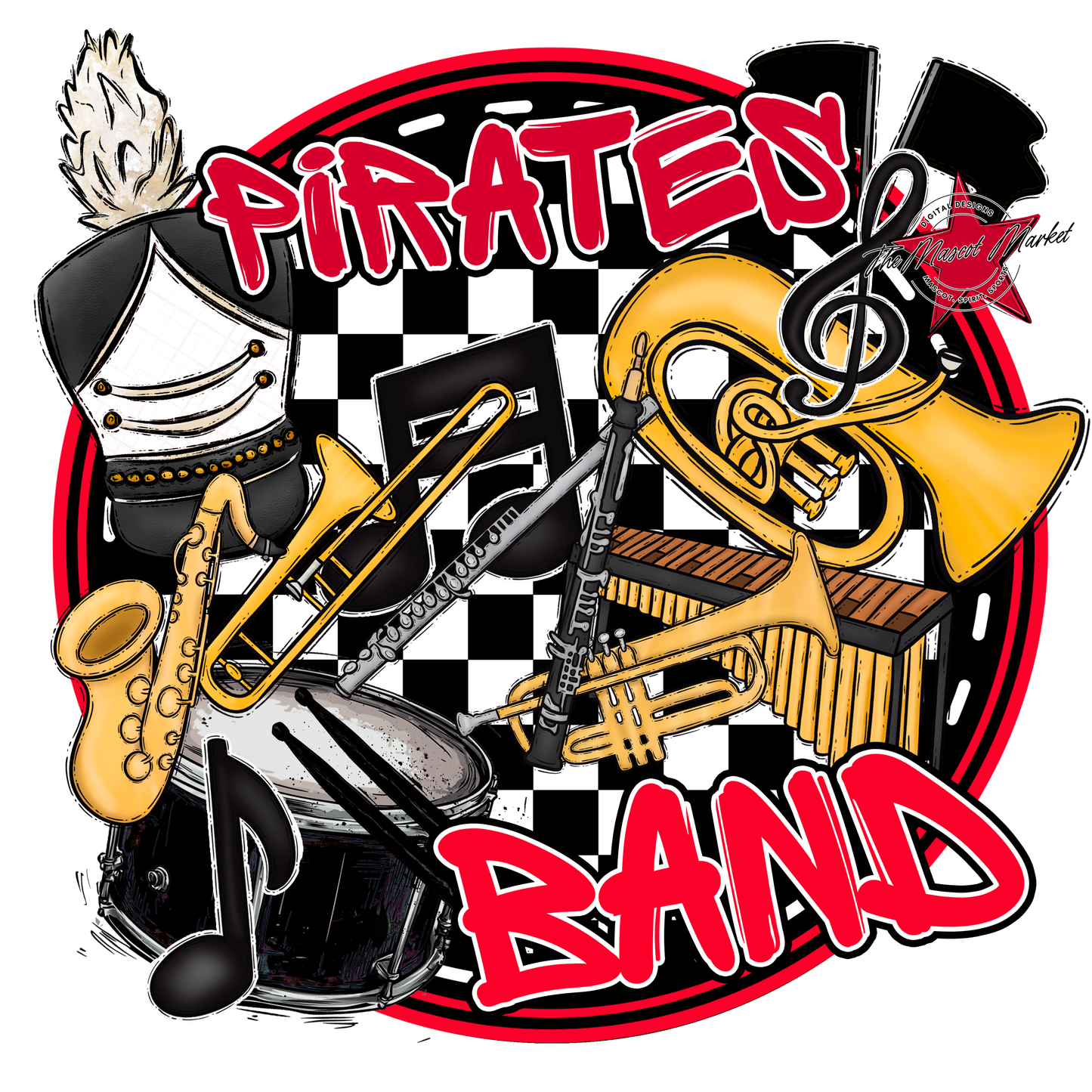 Pirates Circle Band Design-Red