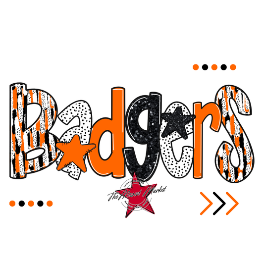 Badgers Brushstroke Alpha-Orange-black