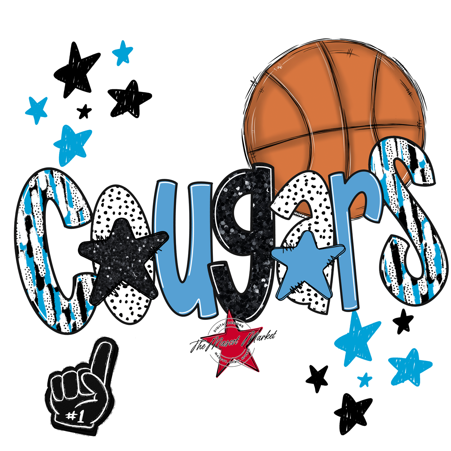 Cougars Basketball Scrape-Carolina Blue