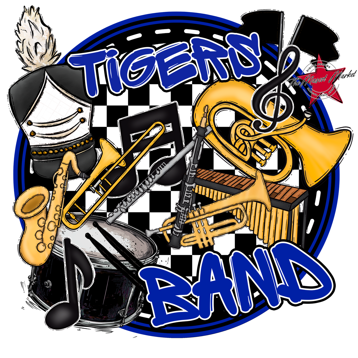 Tigers Circle Band Design-Royal Blue