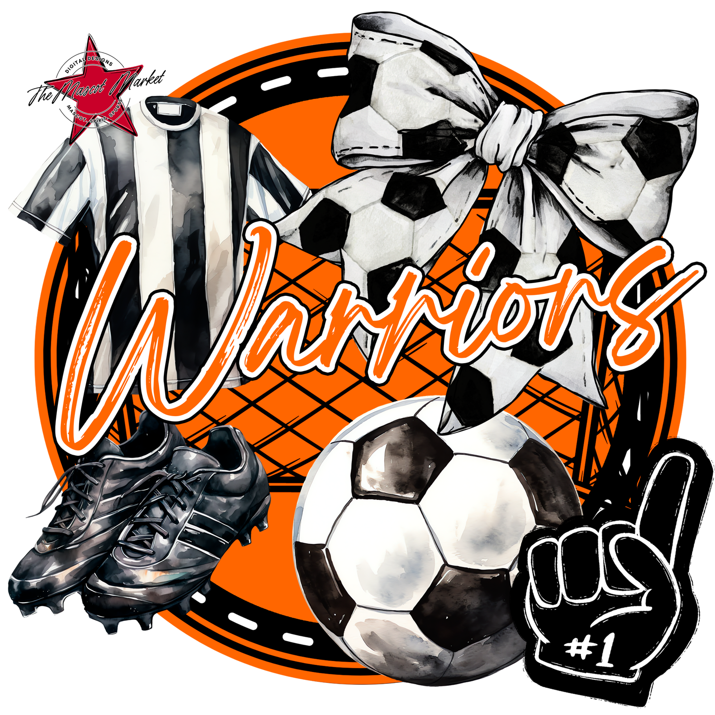 Warriors Circle Soccer Design-Orange