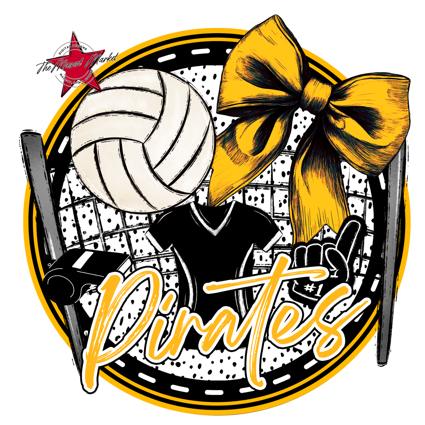 Pirates Circle Volleyball Design-Yellow