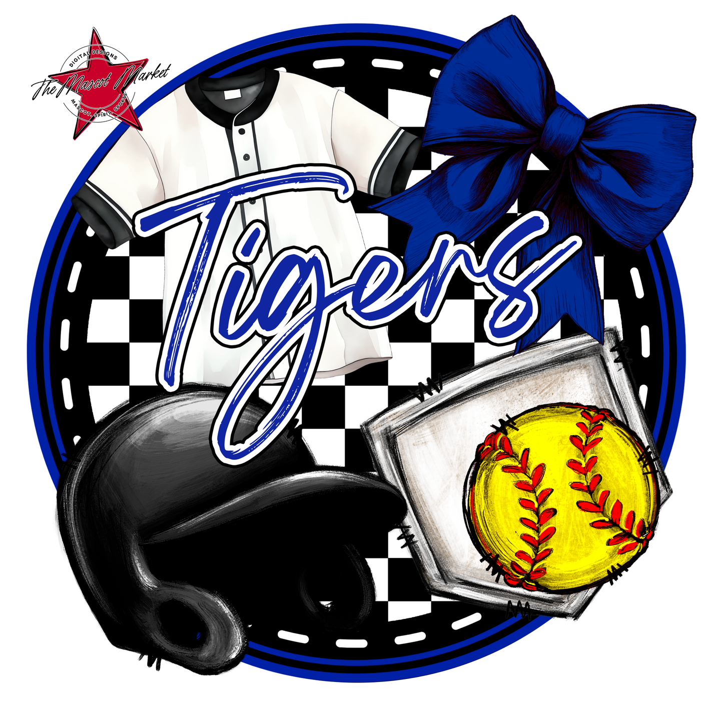 Tigers Circle Softball Design-Royal Blue