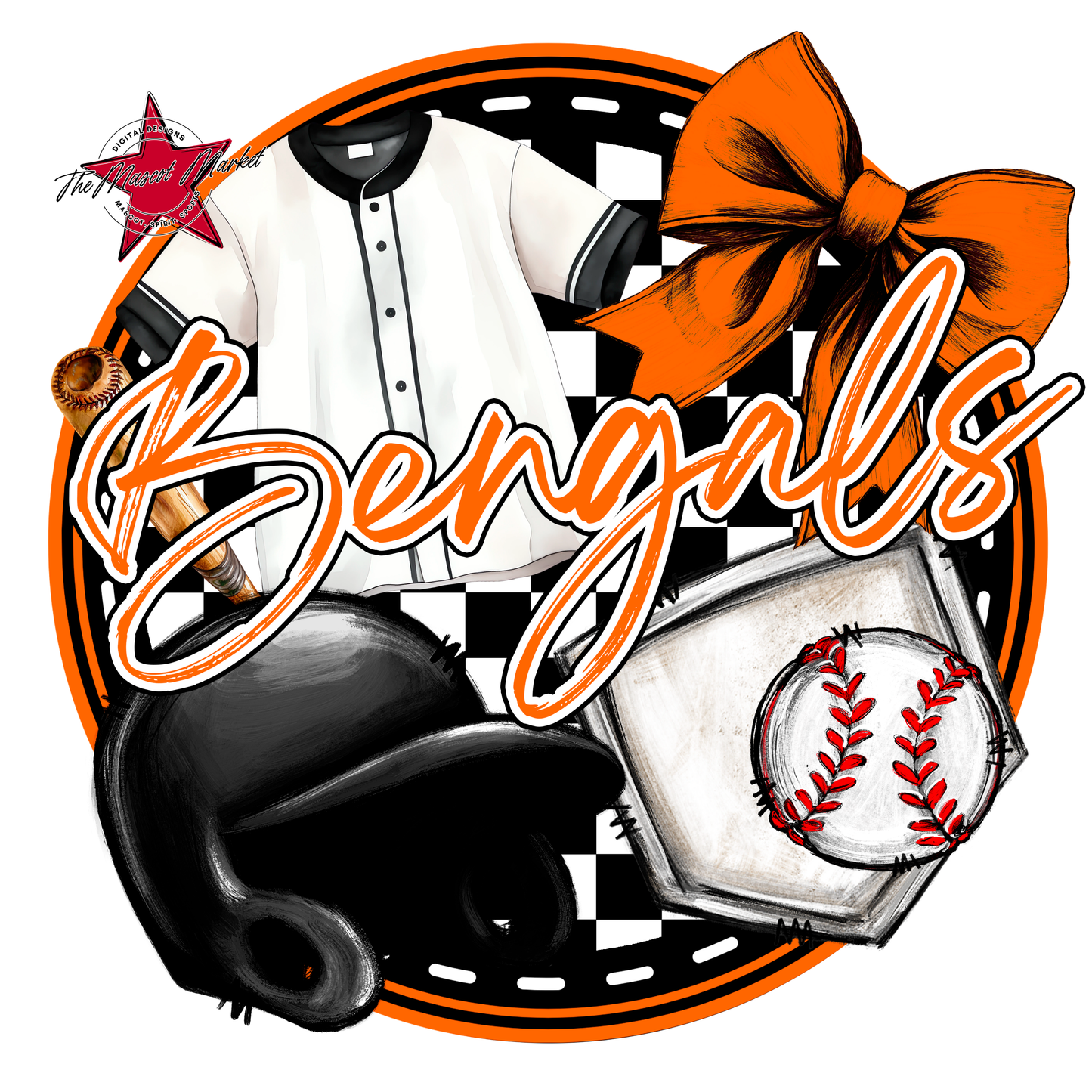 Bengals Circle Baseball Design-Orange