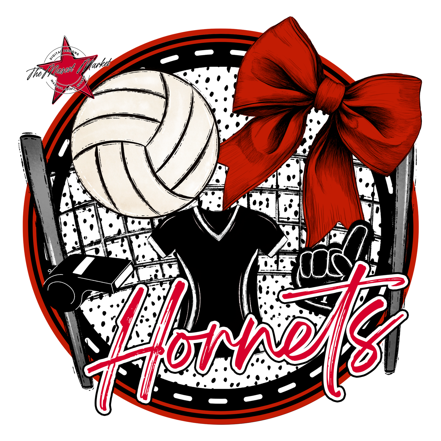 Hornets Circle Volleyball Design-Red