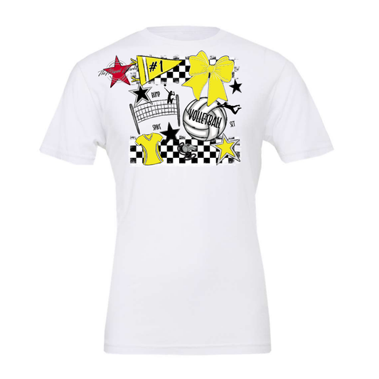 Volleyball Checkers Spirit Design-Bright Yellow