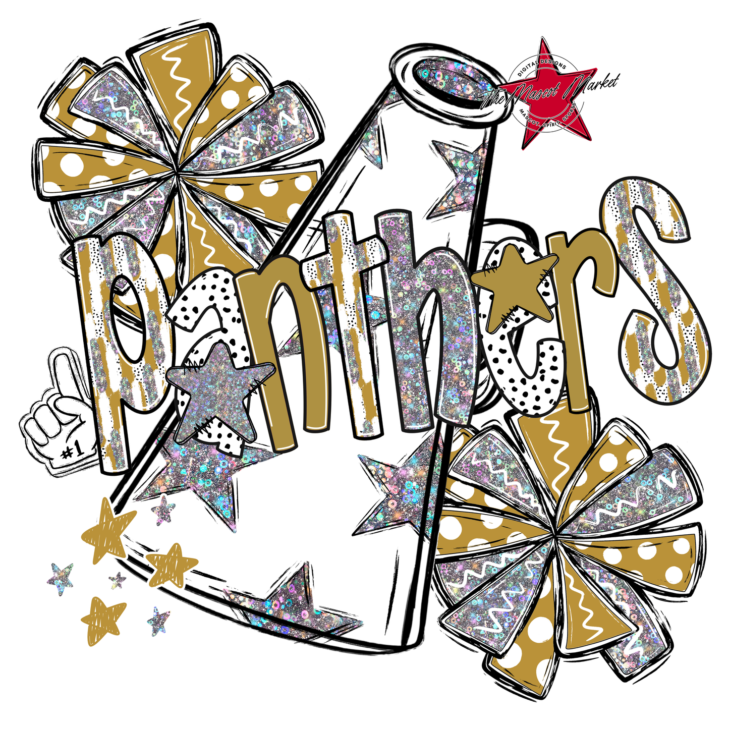 Panthers Cheer Megaphone Scrape-Gold