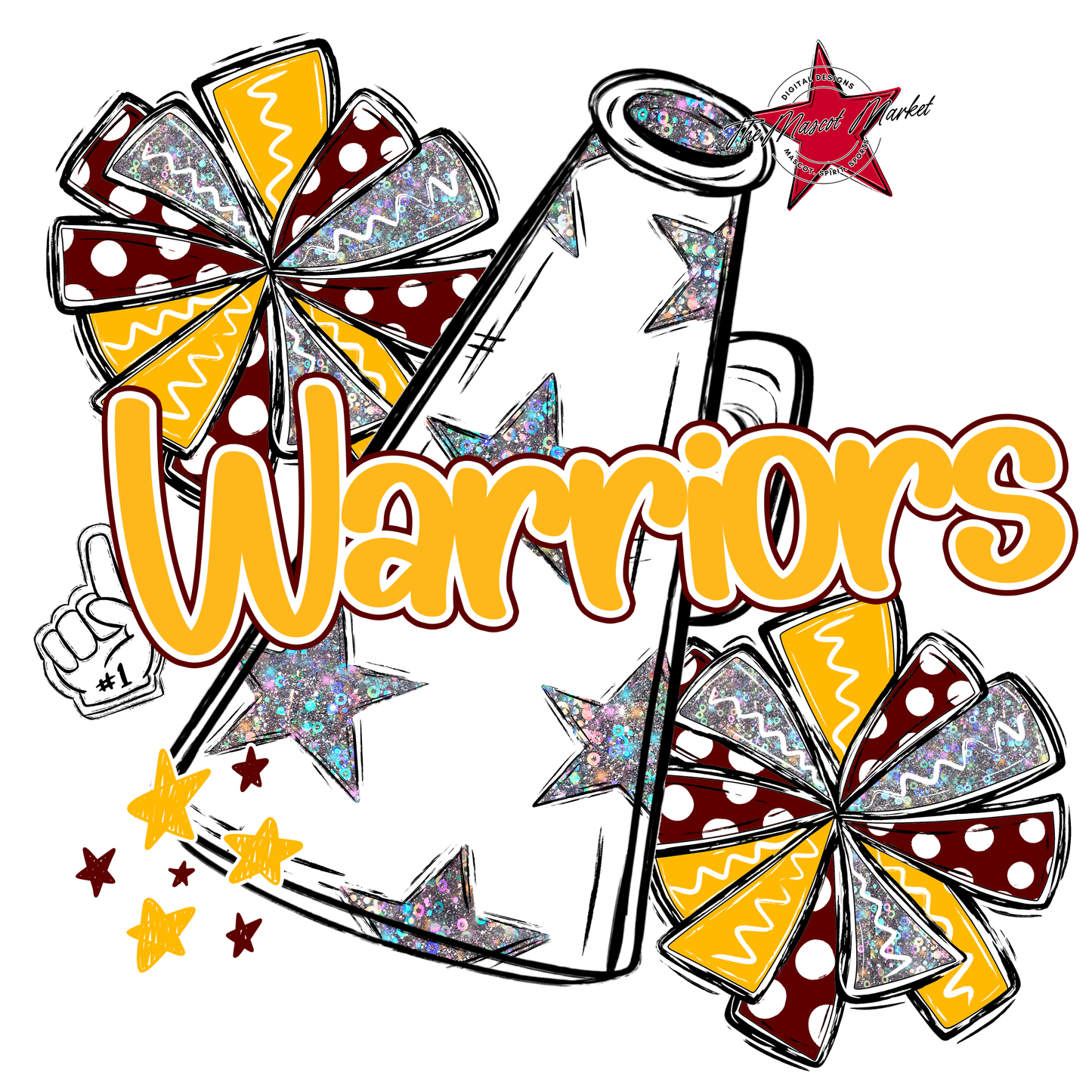 Warriors Alpha Megaphone Design-Maroon-Yellow