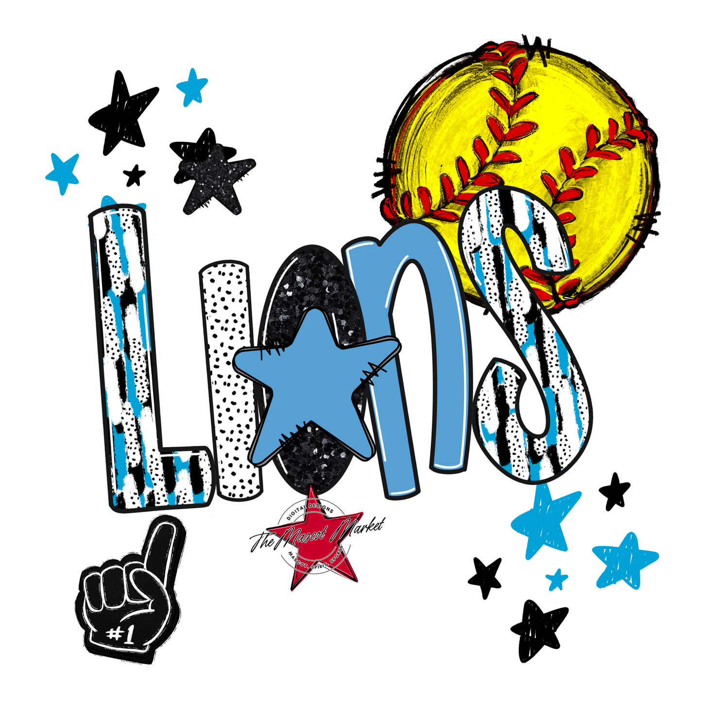 Lions Softball Scrape-Carolina Blue