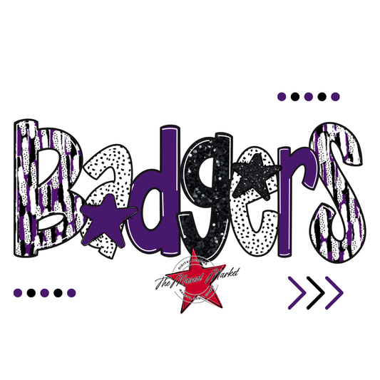 Badgers Brushstroke Alpha-Purple-black