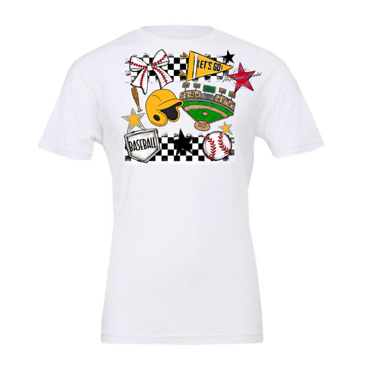Baseball Checkers Spirit Design-Yellow