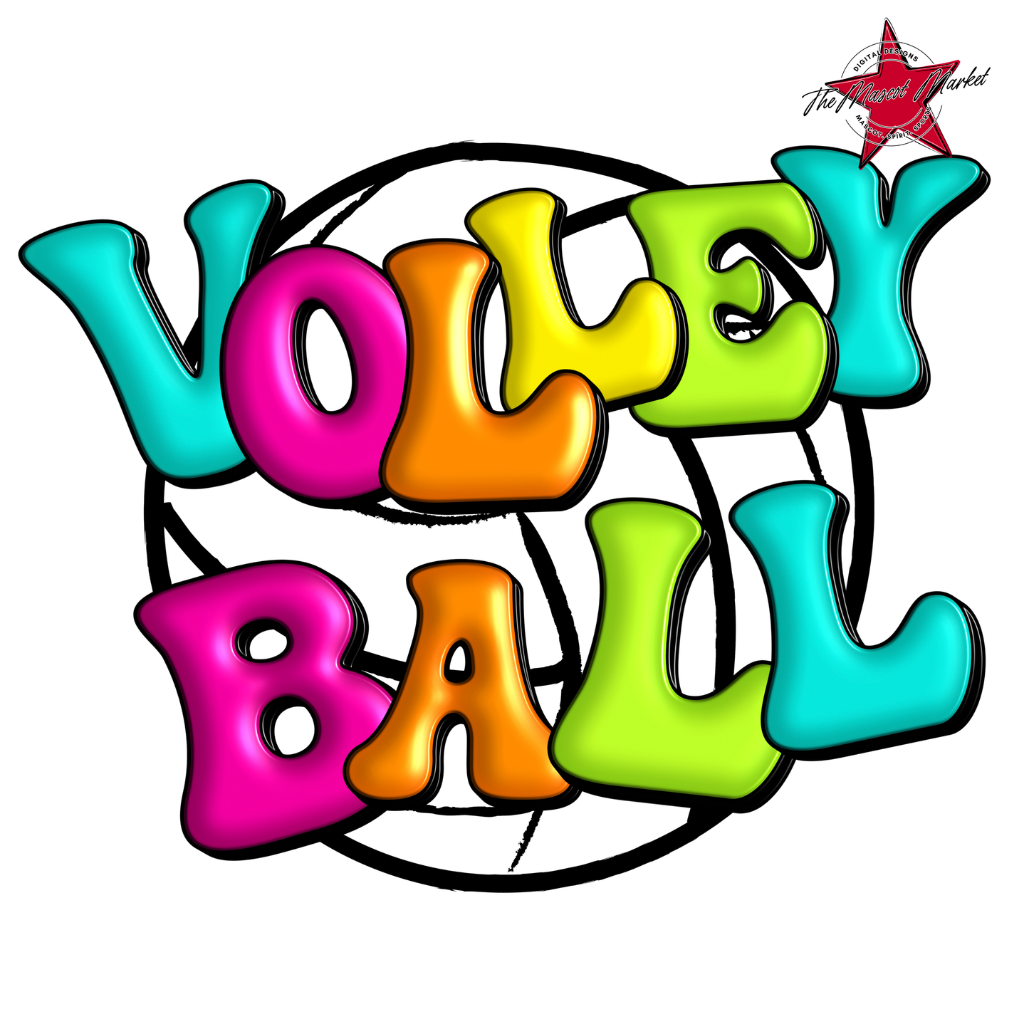 Retro Volleyball Design-Neon