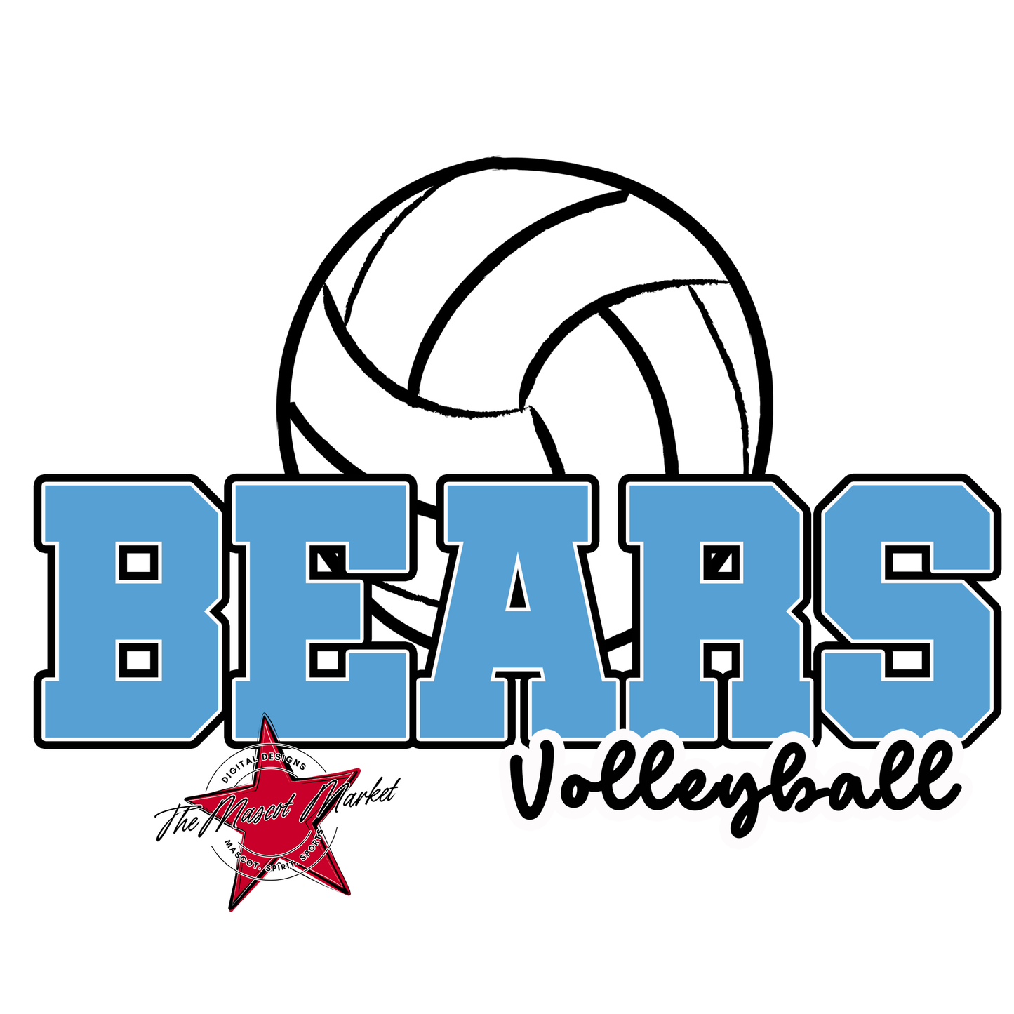 Bears Varsity Volleyball Design-Carolina Blue