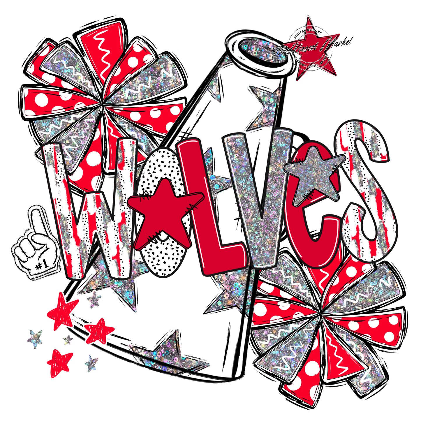 Wolves Cheer Megaphone Scrape-Red