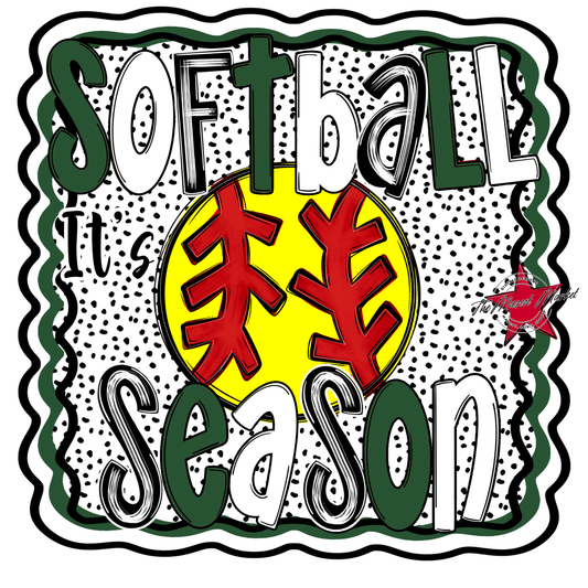 It's Softball SeasonDot Design-Green