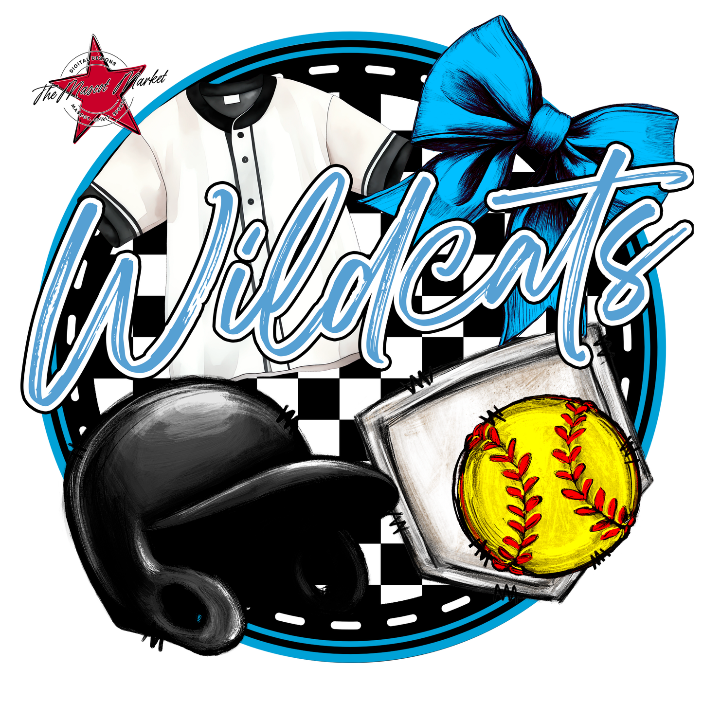 Wildcats Circle Softball Design-Carolina Blue