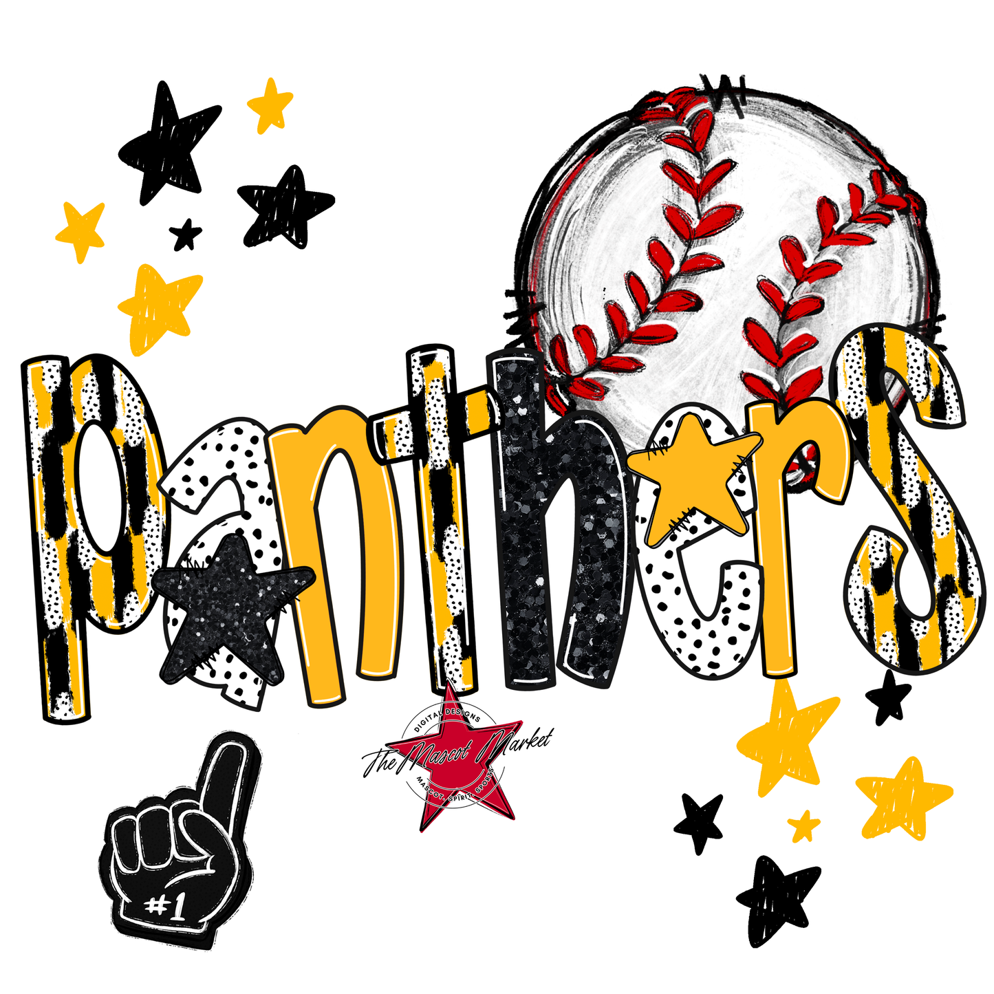 Panthers Baseball Scrape-Yellow