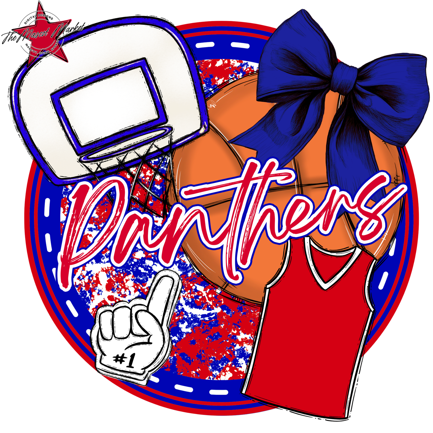 Panthers Circle Basketball Design-Blue-Red