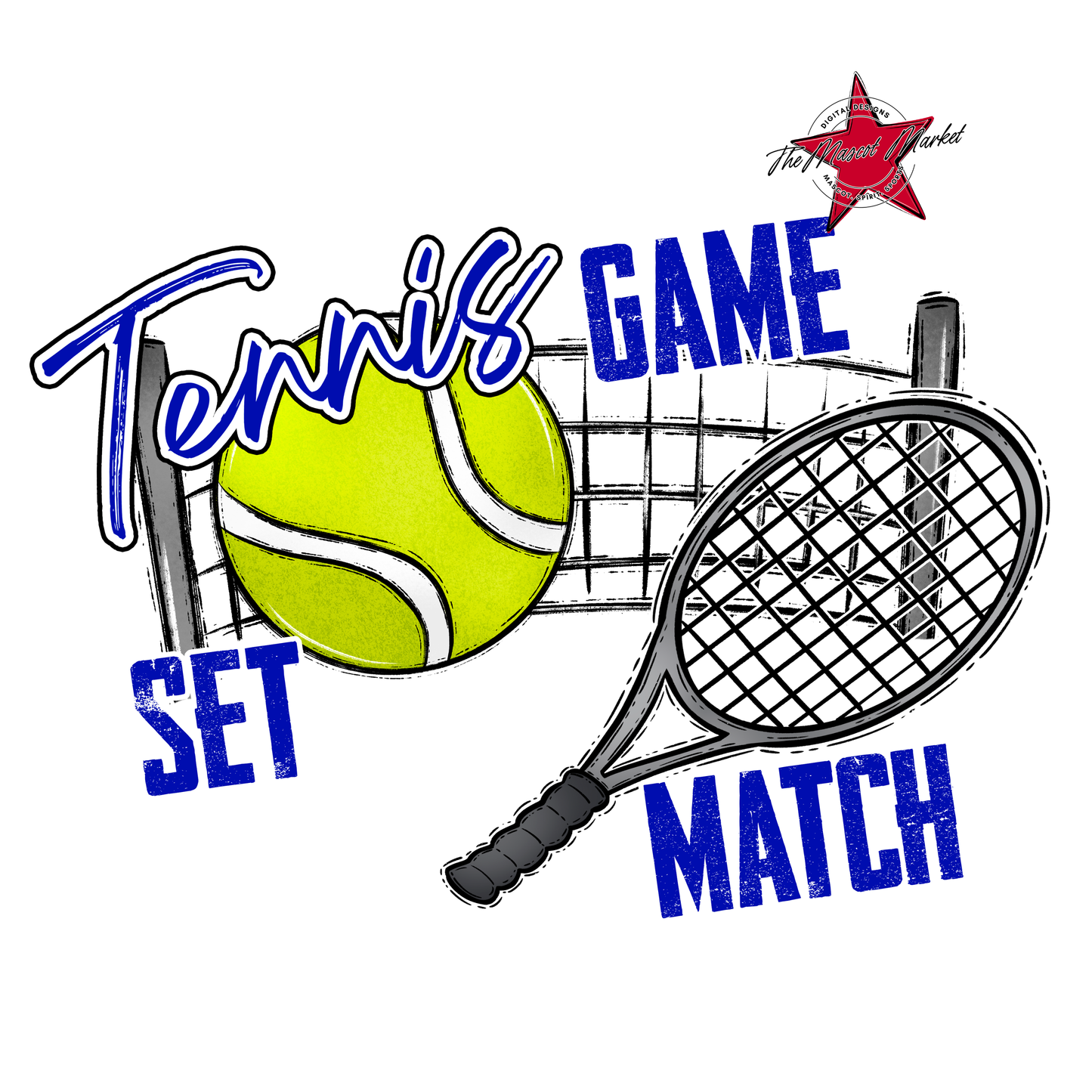 Game, Set, Match Tennis Design-Blue