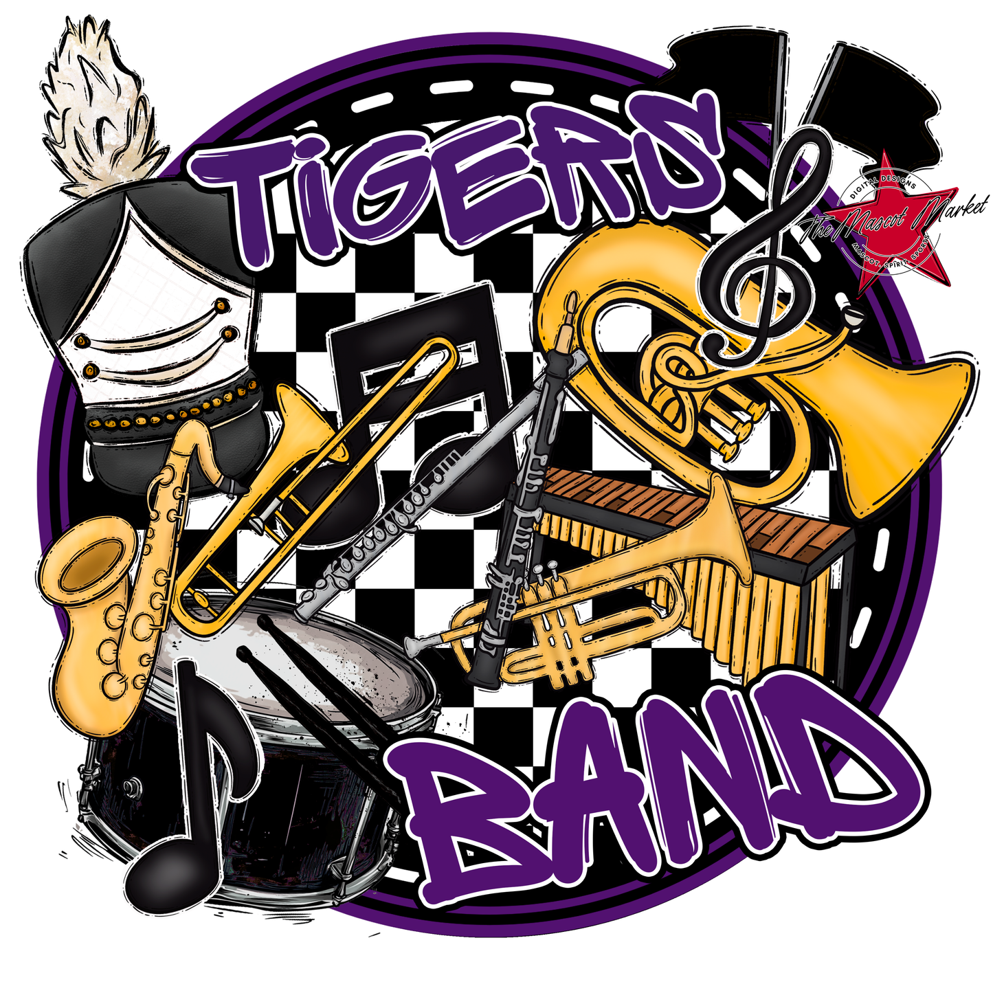 Tigers Circle Band Design-Purple