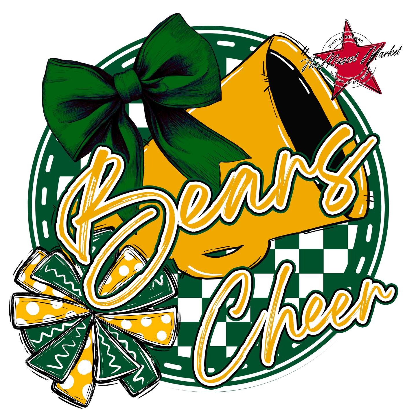 Bears Circle Cheer Design-Green-Yellow