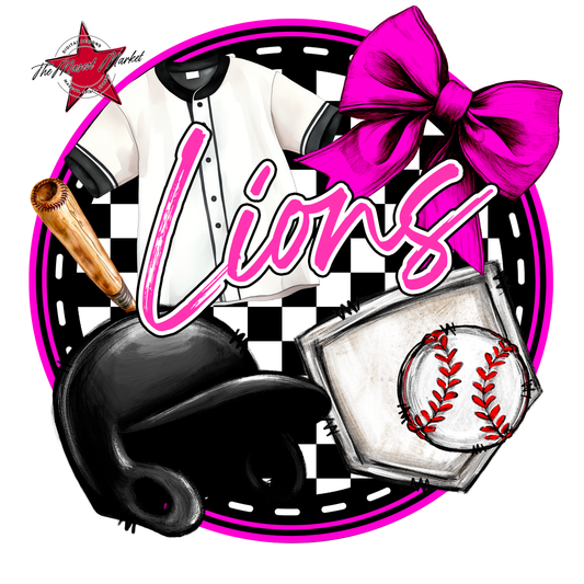 Lions Circle Baseball Design-Pink