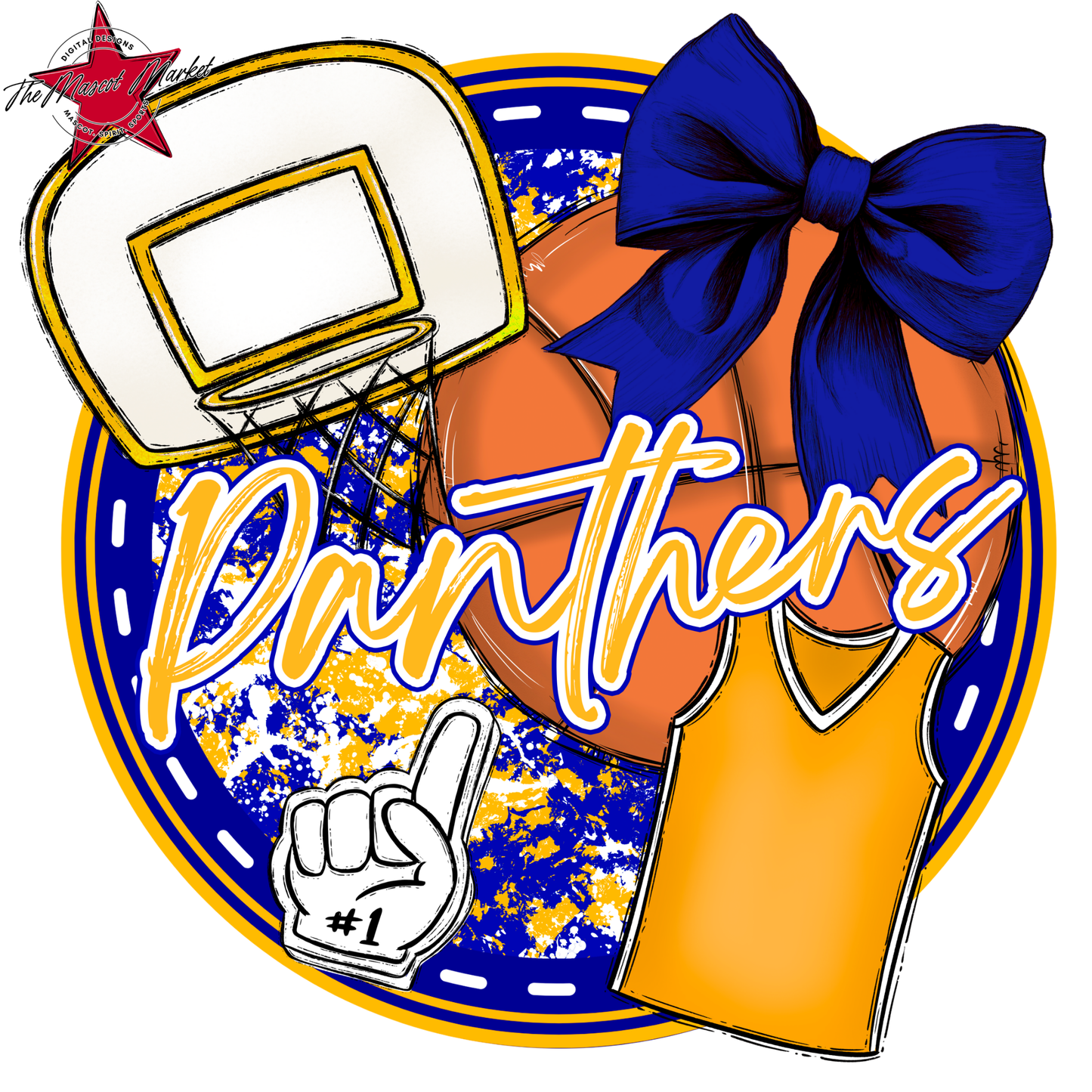 Panthers Circle Basketball Design-Blue-Yellow