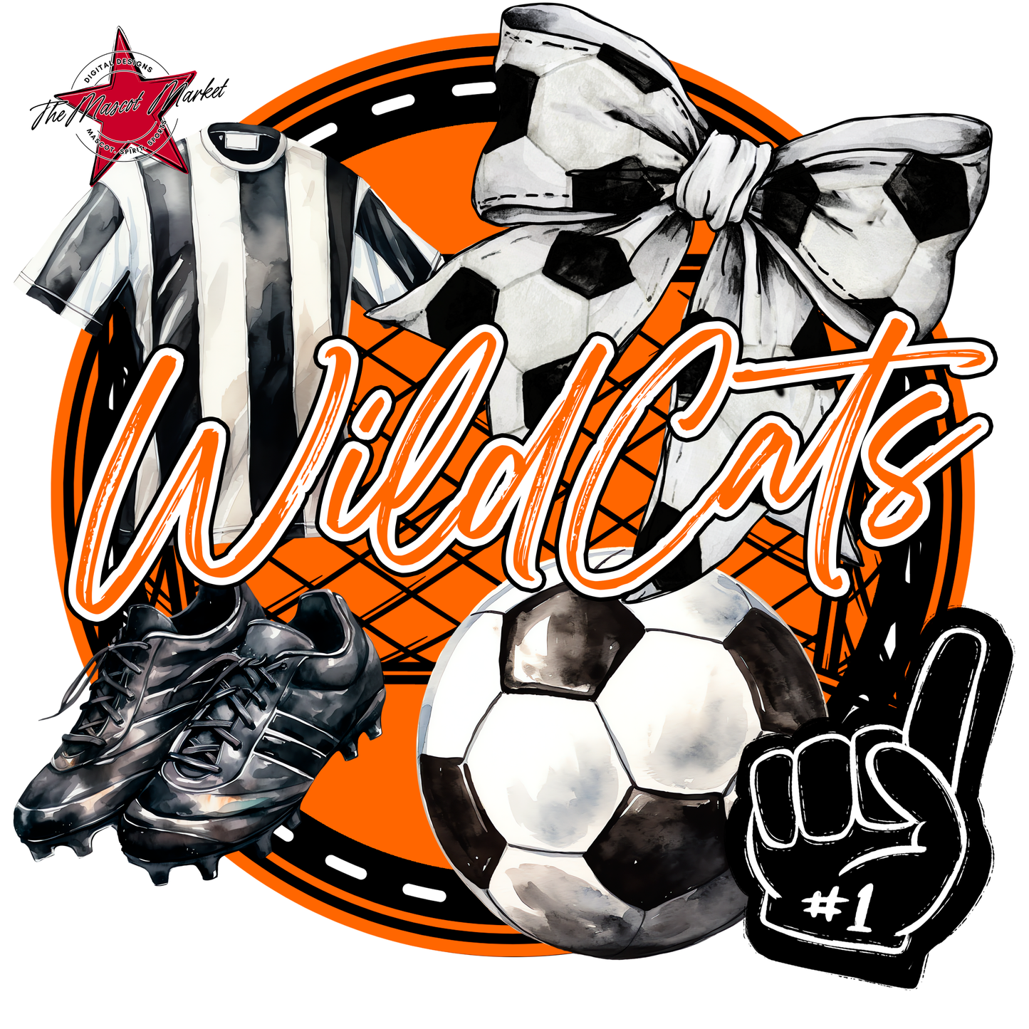 Wildcats Circle Soccer Design-Orange