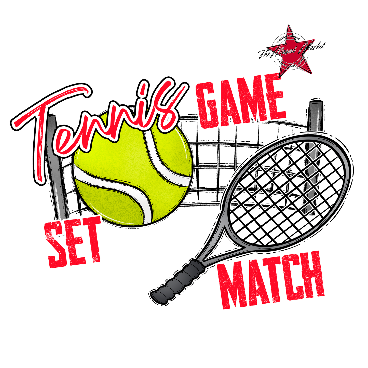 Game, Set, Match Tennis Design-Bright Red
