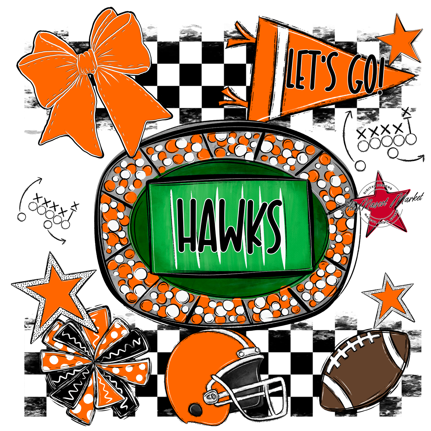 Hawks Checkers Spirit Design-Orange