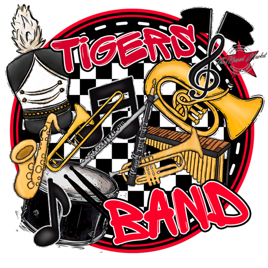 Tigers Circle Band Design-Red