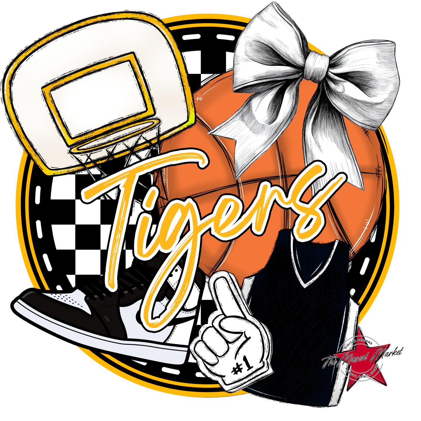 Tigers Circle Basketball Design-Yellow
