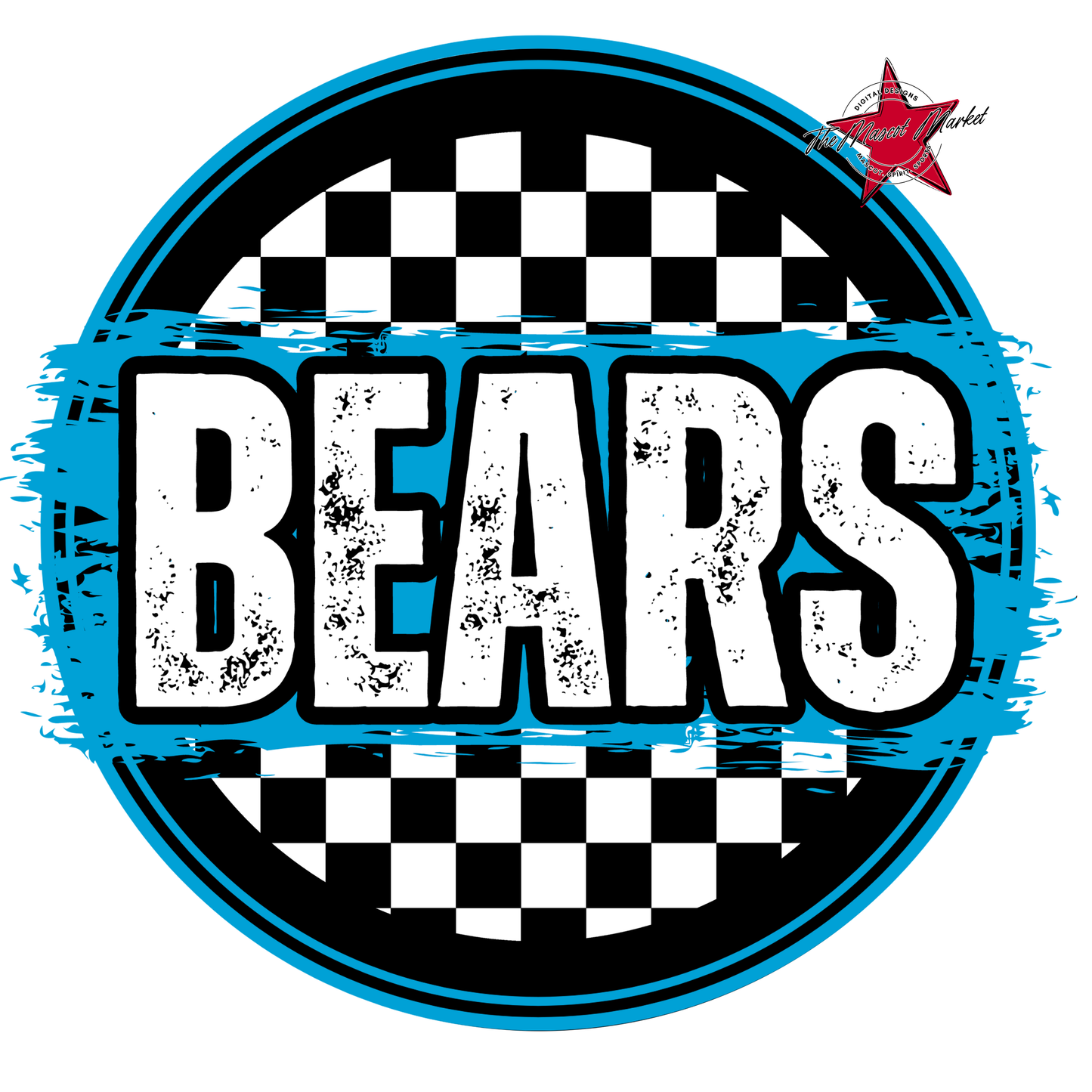 Bears Circle Design-Carolina Blue