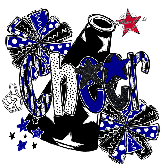 Cheer Megaphone Scrape Black-Royal Blue