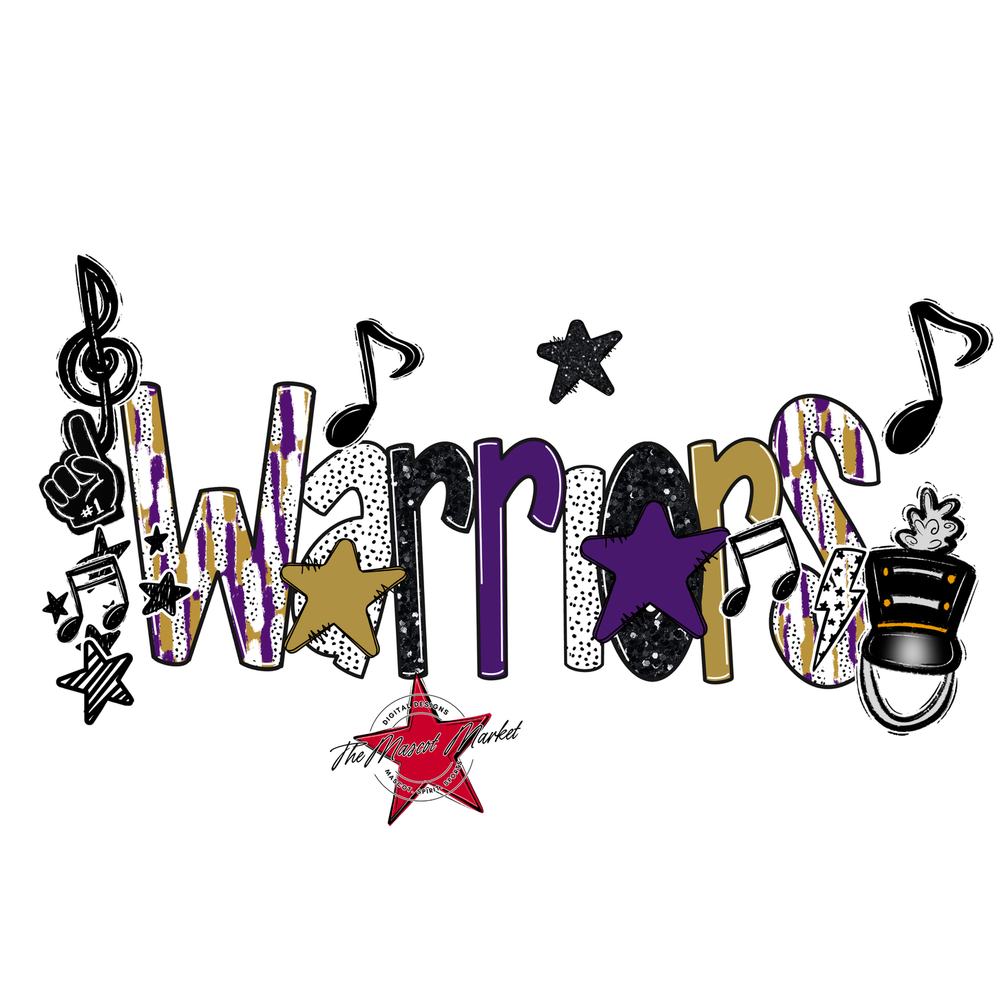 Warriors Band Scrape-Purple-Gold