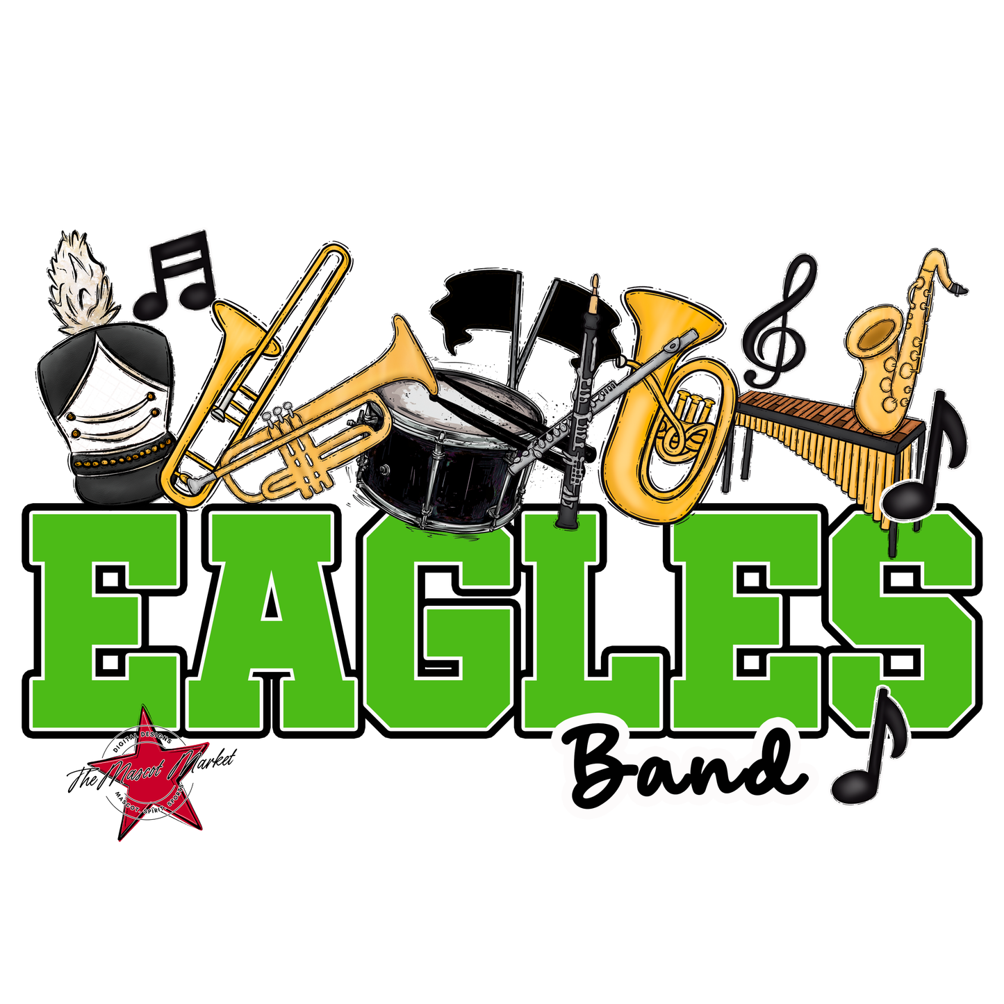 Eagles Varsity Band Design-Bright Green