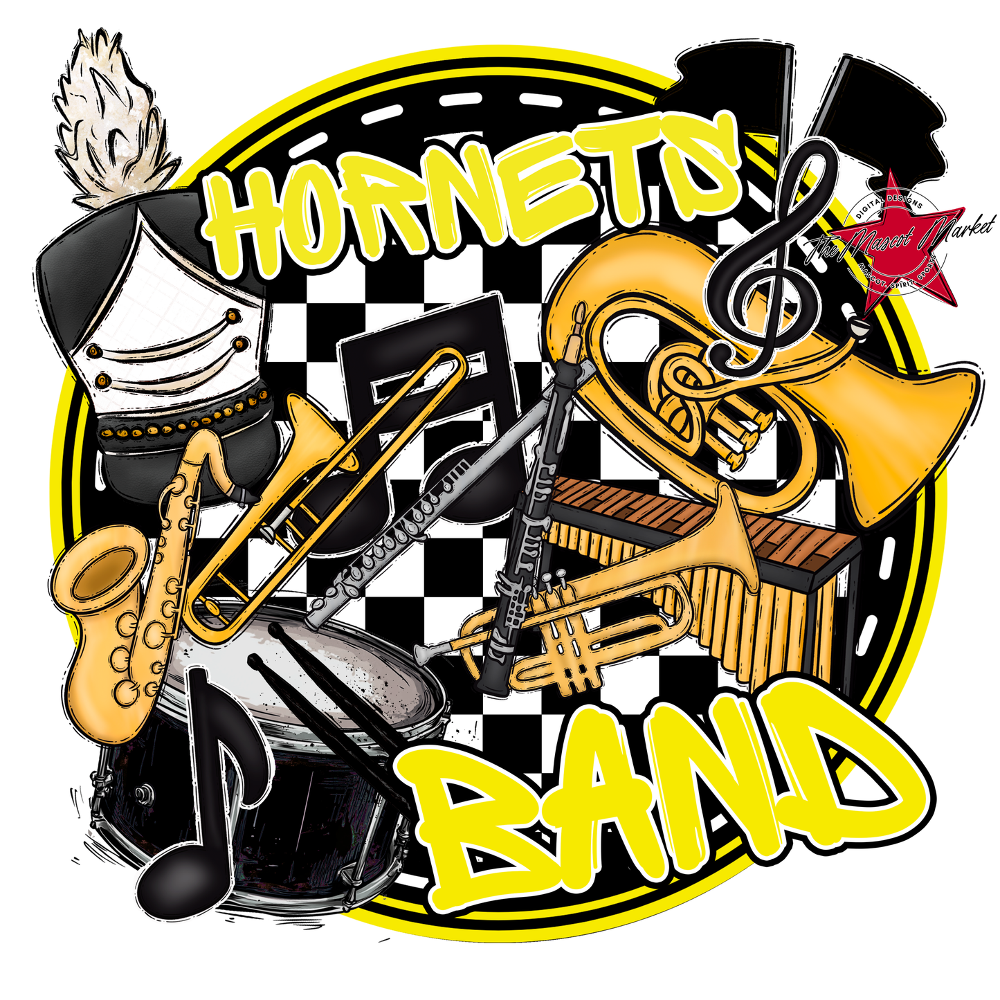 Hornets Circle Band Design-Bright Yellow