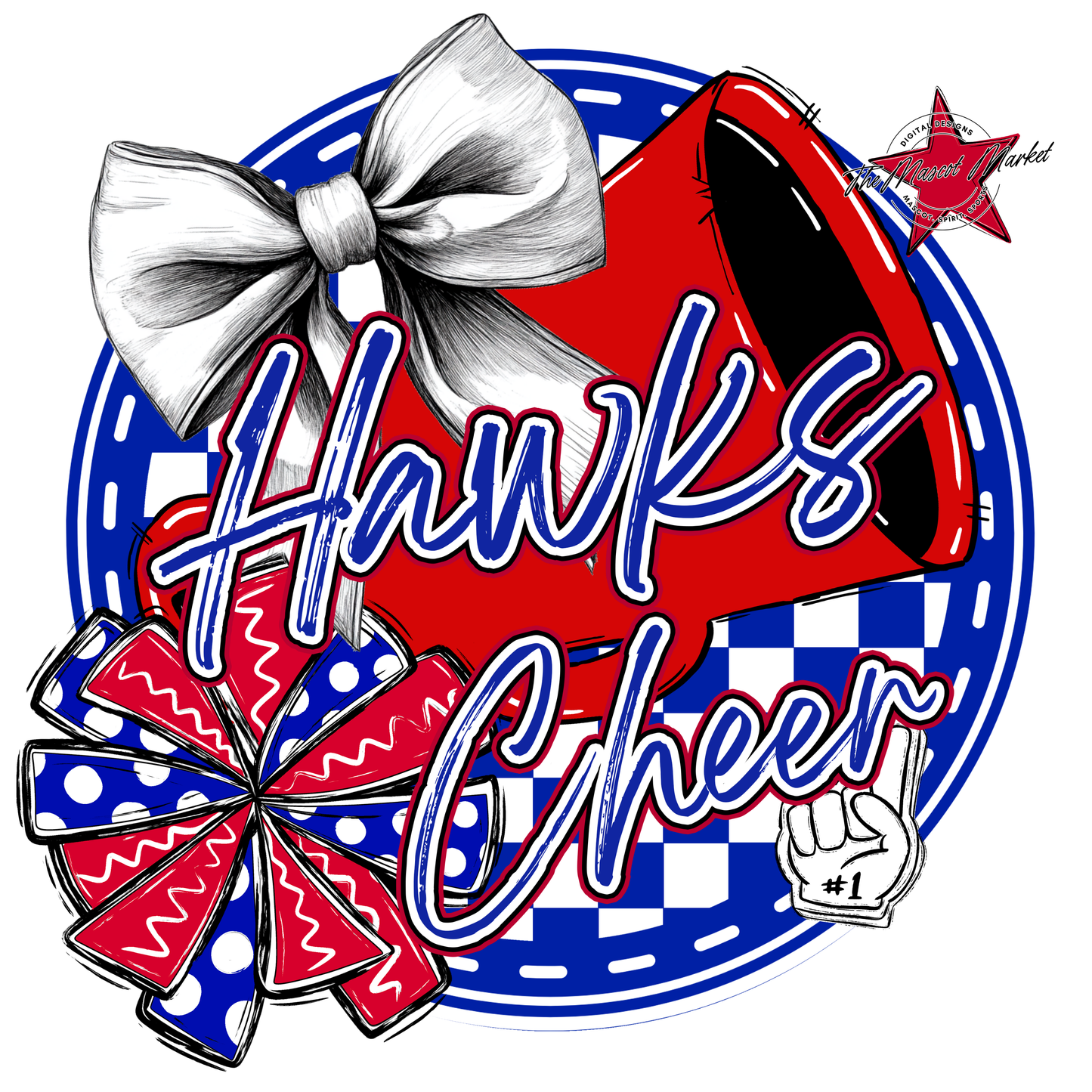 Hawks Circle Cheer Design-Blue-Red