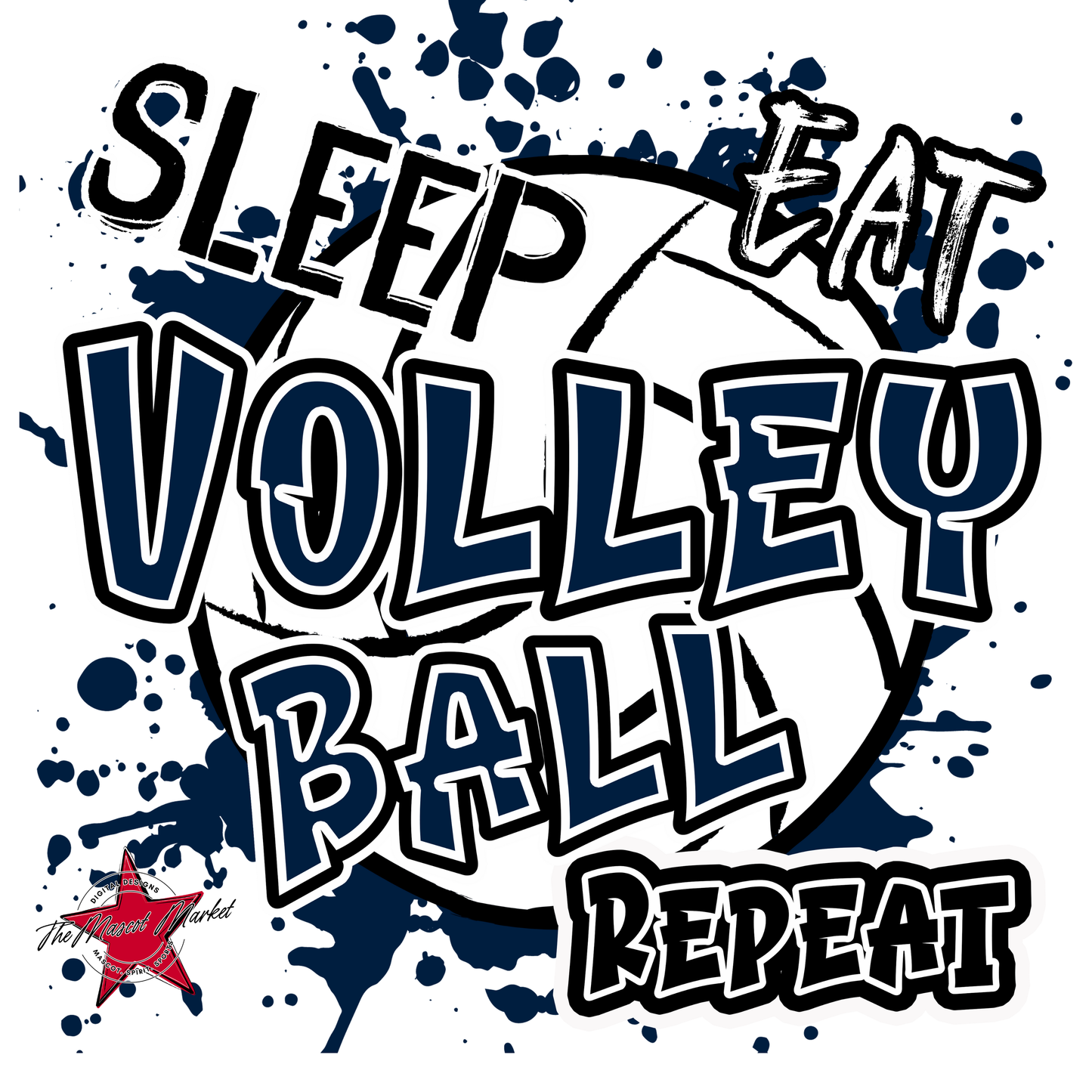 Eat Sleep Volleyball Repeat Design-Navy