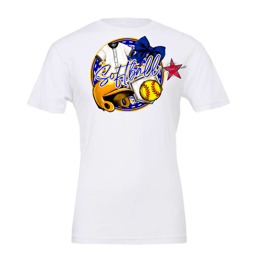 Circle Softball Design-Blue-Yellow