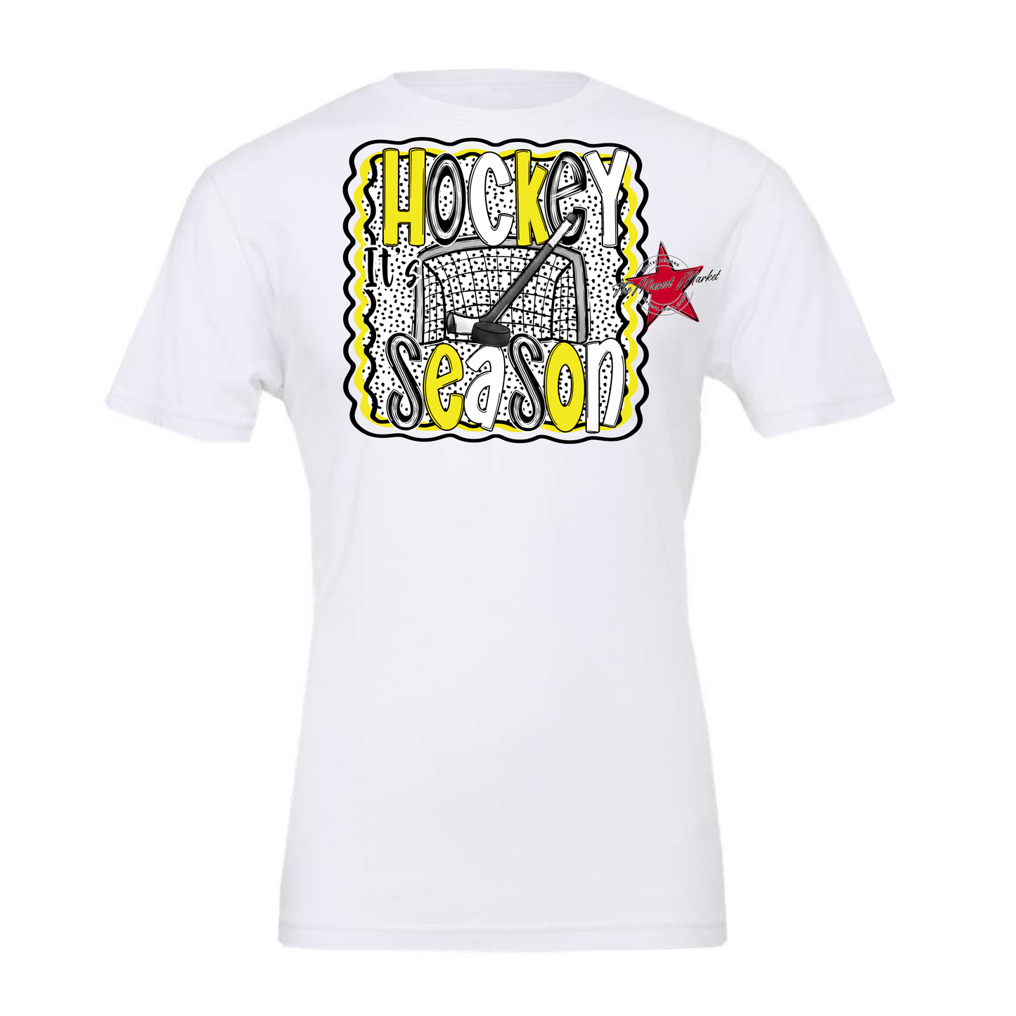 It's Hockey Season Dot Design-Bright Yellow