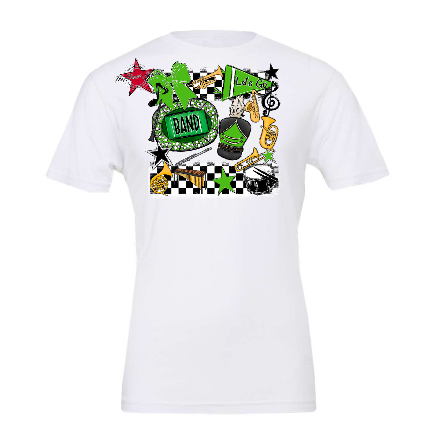 Band Checkers Spirit Design-Bright Green