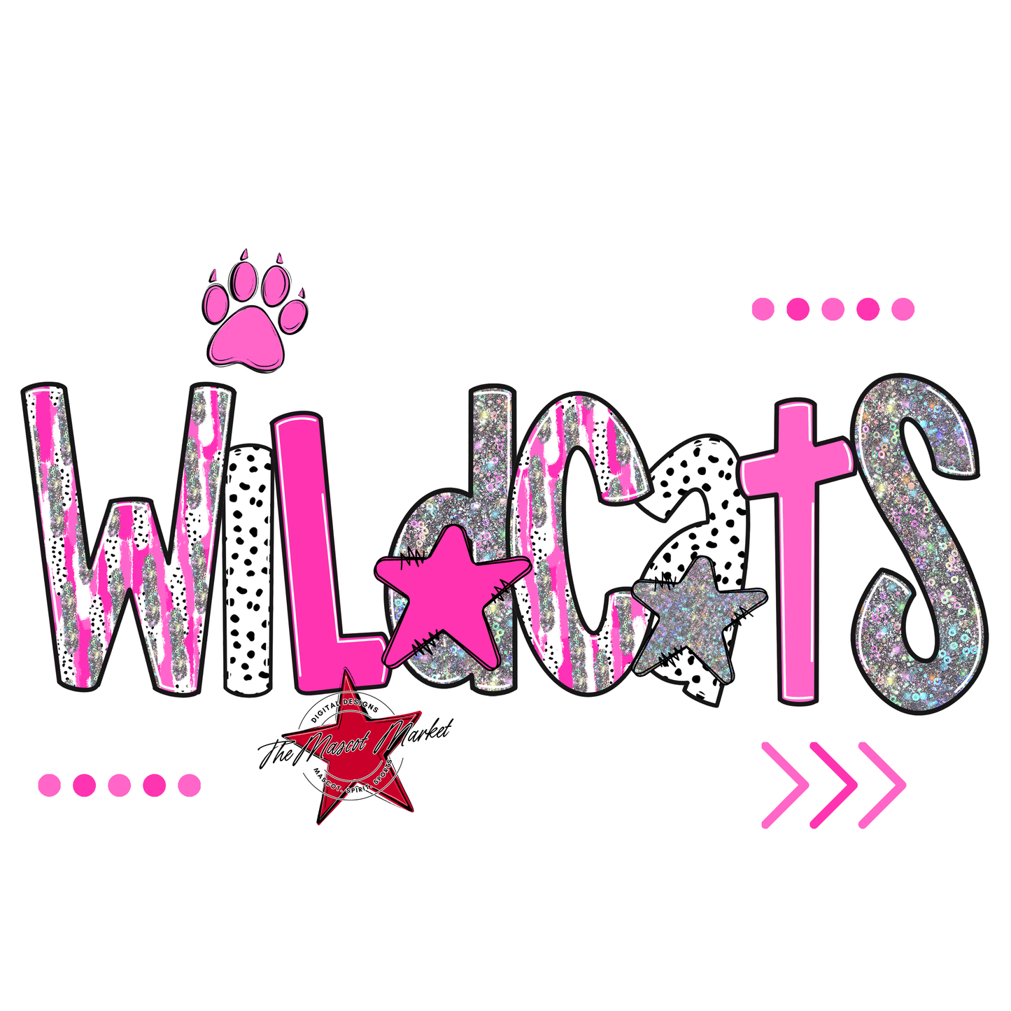 Wildcats Brushstroke Alpha w Arrows-Pink