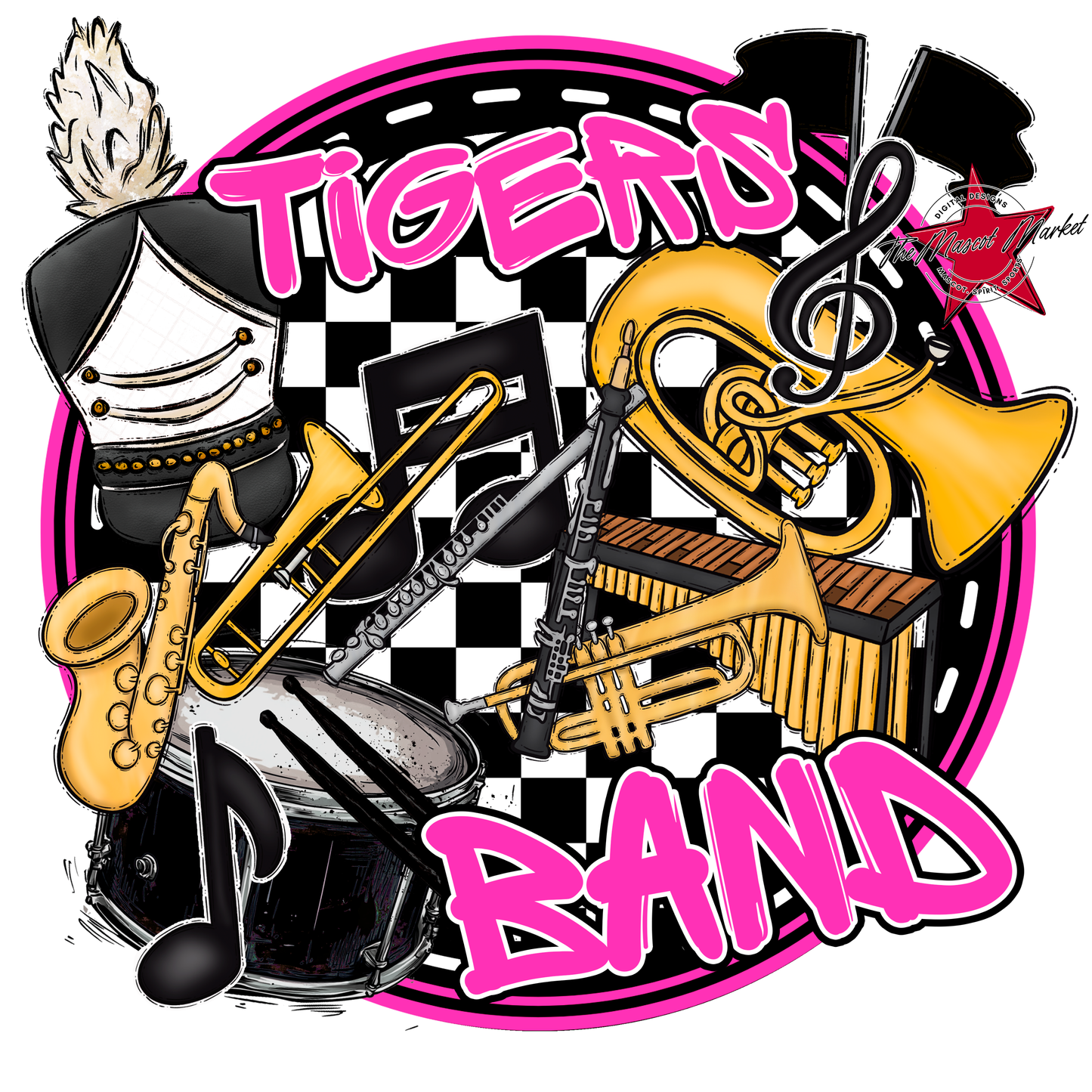 Tigers Circle Band Design-Pink
