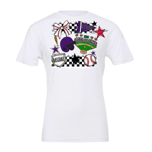 Baseball Checkers Spirit Design-Purple