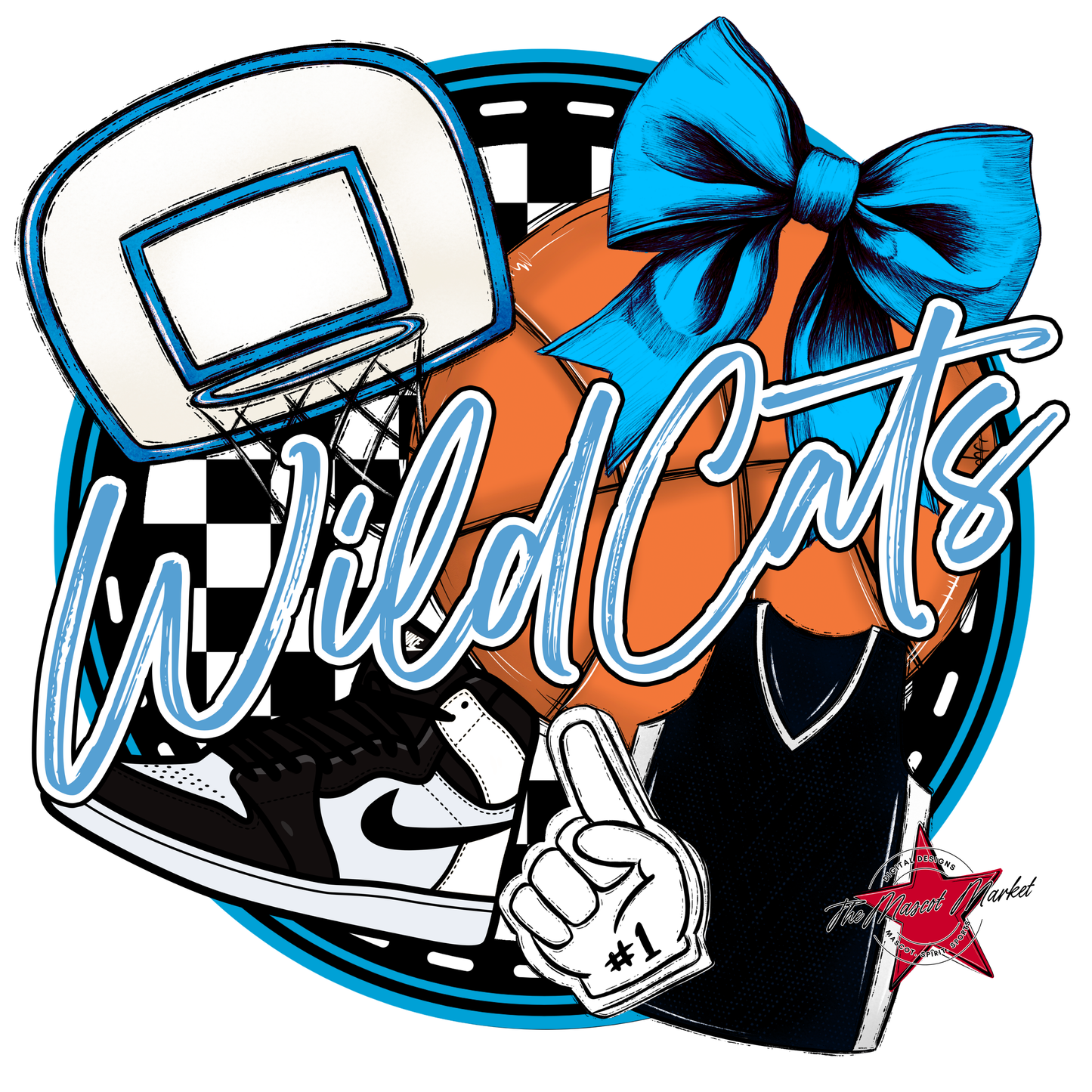 Wildcats Circle Basketball Design-Carolina Blue