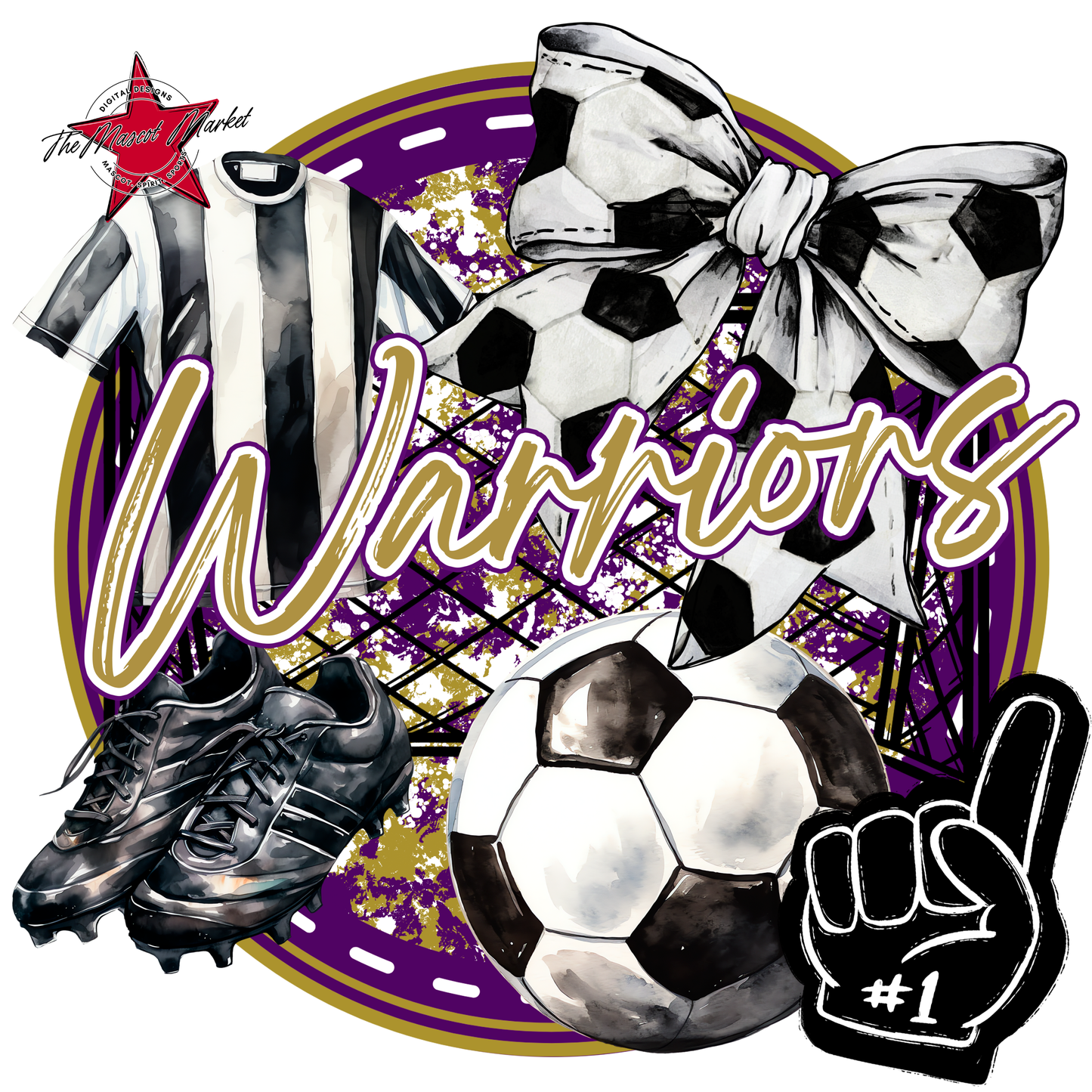 Warriors Circle Soccer Design-Purple-Gold