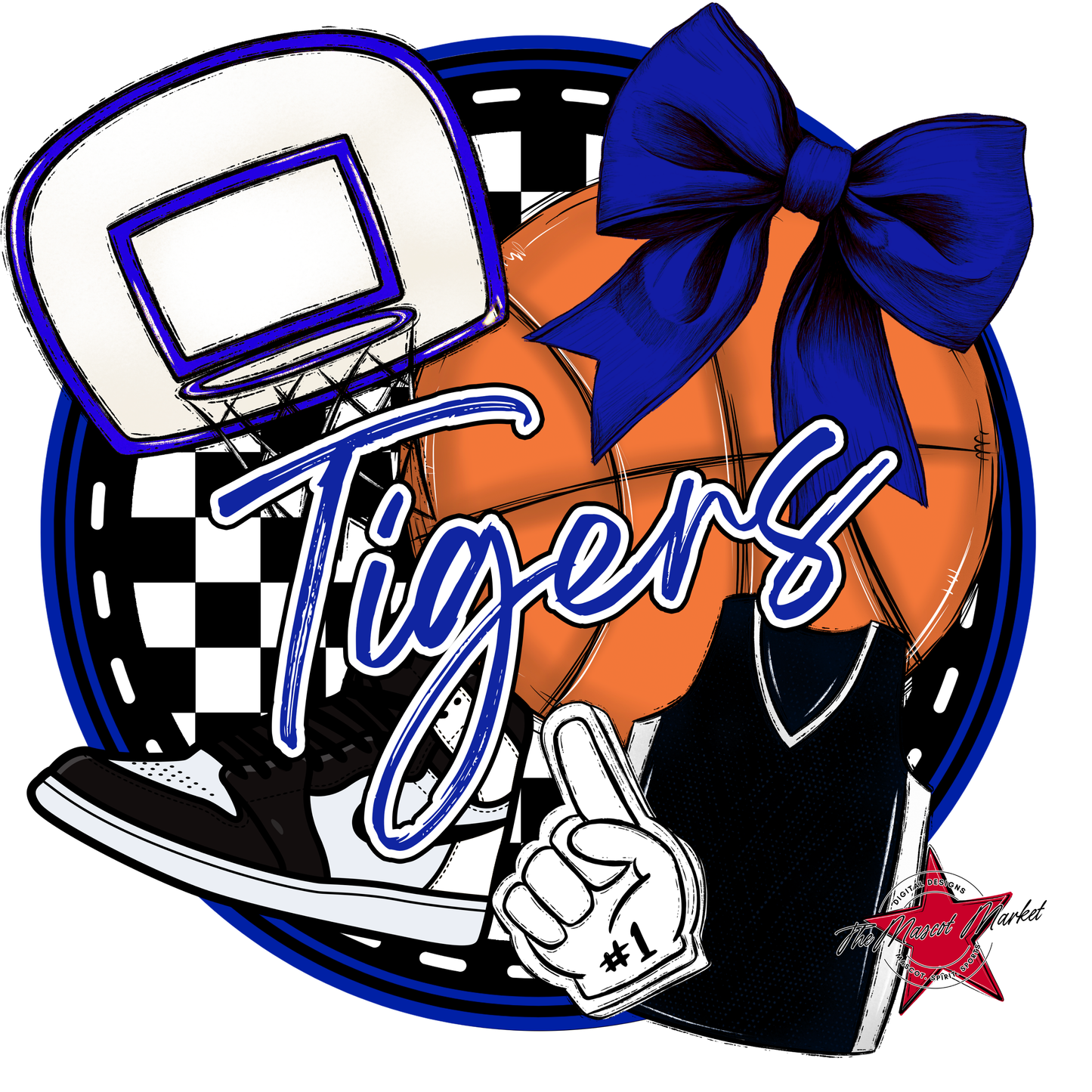 Tigers Circle Basketball Design-Royal Blue